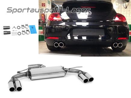 Fox Edelstahl Duplex Sportauspuff VW Beetle Typ 5C 2.0l TSI ab 2011 je 2x80mm rund eingerollt abgeschrägt