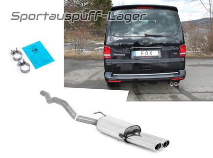 Fox Edelstahl Sportauspuff VW T5 Bus 2x88x74mm oval eingerollt abgeschrägt mit Absorber