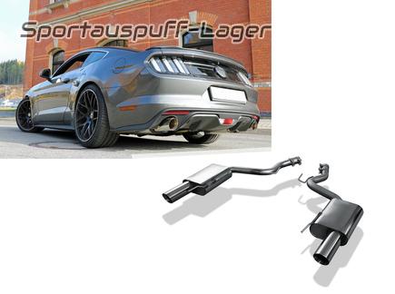 Fox Edelstahl Duplex Sportauspuff Ford Mustang VI 6 ab 2014 2.3l Ecoboost je 1x100mm rund doppelwandig abgeschrägt