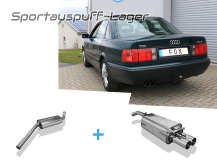 FOX Edelstahl Komplettanlage ab Kat. für Audi 100, A6 Typ C4 2x76mm rund scharf