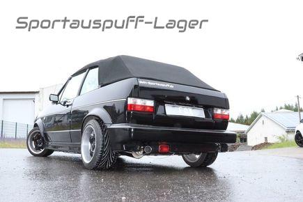 FOX Edelstahl Sportauspuff VW Golf 1 Cabriolet 1x63mm rund scharf schräger Ausgang