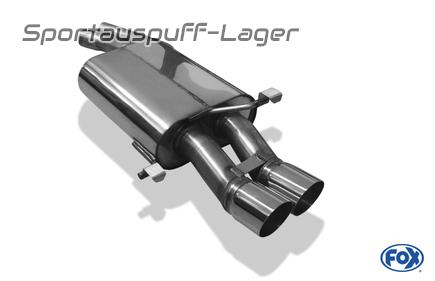 Fox Edelstahl Sportauspuff Audi 100, S4, A6 u. S6 quattro Typ C4 2x76mm rund scharfkantig abgeschrägt