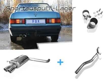 FOX Edelstahl Racing-Komplettanlage für Mercedes 190 Typ W201 2x76mm