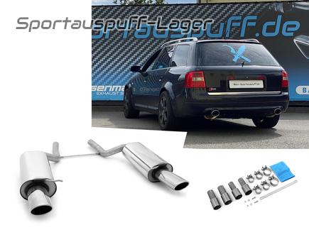Fox Edelstahl Duplex Sportauspuff Audi A6 u. S6 quattro 4B Typ C5 Limousine u. Avant 115x85mm oval eingerollt abgeschrägt