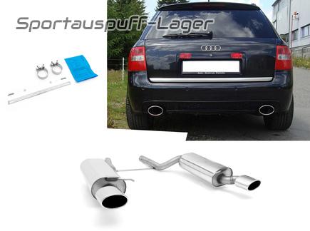 Fox Edelstahl Duplex Sportauspuff Audi A6 u. S6 quattro 4B Typ C5 Limousine u. Avant je 140x90mm oval eingerollt abgeschrägt