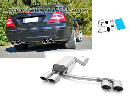 Fox Edelstahl Duplex Sportauspuff Mercedes CLK W209 - C209 Coupe u. A209 Cabrio ab 2002 2x115x85mm oval eingerollt abgeschrägt