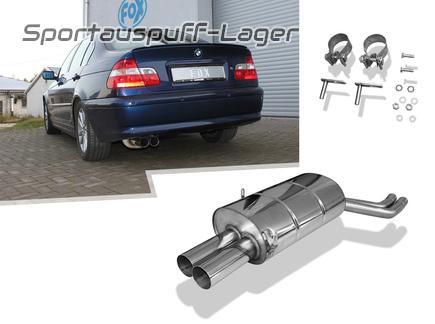 Fox Edelstahl Sportauspuff BMW 3er E46 320i 323i 325i 328i 330i Limousine/Touring/Coupe/Cabrio 2x76mm rund scharf gerade