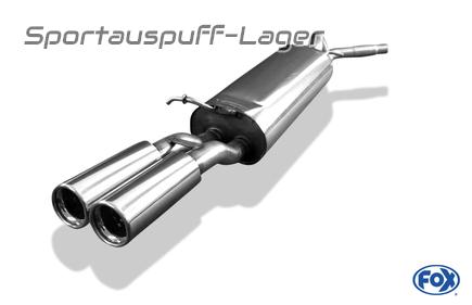 Fox Edelstahl Sportauspuff Seat Toledo 2 Typ 1M Bj.99-04 2x76mm rund eingerollt gerade mit Absorber
