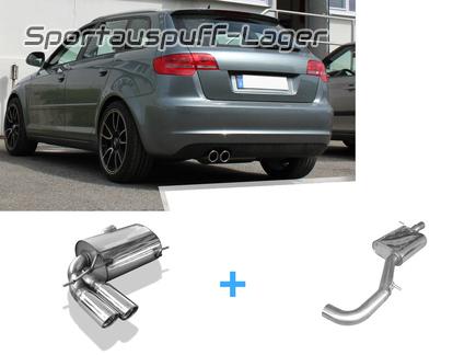 Fox Komplettanlage für Audi A3 8P quattro Sportback 2x90mm rund eingerollt