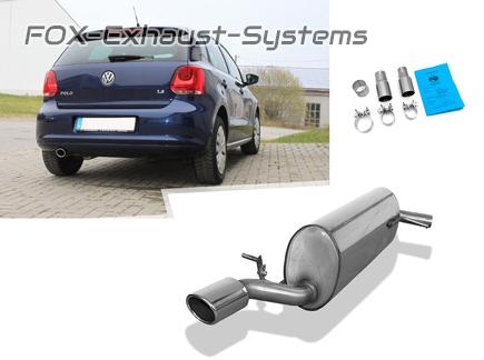 Fox Edelstahl Sportauspuff VW Polo 5 Typ 6R 6C 88x74mm oval eingerollt abgeschrägt