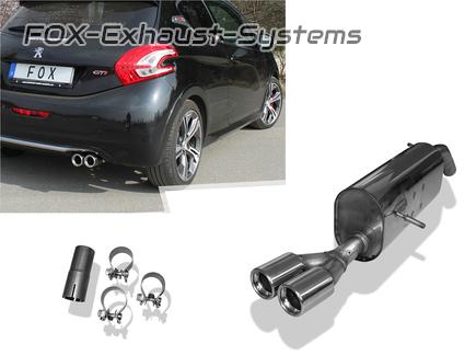 Fox Edelstahl Sportauspuff Peugeot 208 GTI 2x76mm rund eingerollt mit Absorber