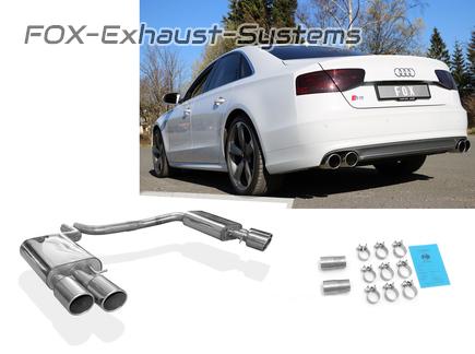 Fox Edelstahl Duplex Sportauspuff Audi S8 4H Typ D4 je 2x100mm rund eingerollt abgeschrägt
