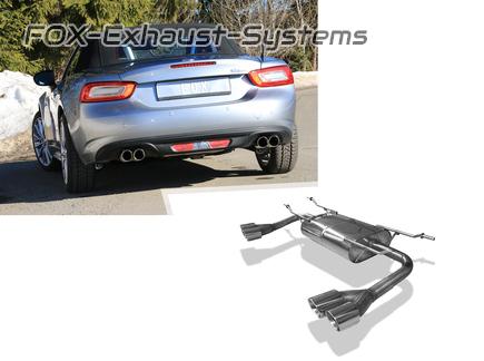 FOX Edelstahl Duplex Sportauspuff Fiat 124 Spider je 2x76mm rund doppelwandig abgeschrägt