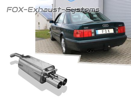 FOX Edelstahl Sportauspuff Audi 100, A6 Typ C4 2x76mm rund scharf