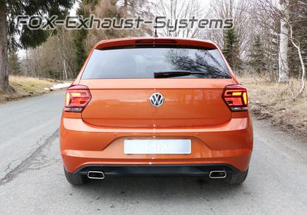 FOX Edelstahl Duplex Sportauspuff VW Polo AW 1.0 TSI je 145x65mm trapezförmig eingerollt abgeschrägt