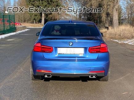 Fox en acier inoxydable Duplex Sports Échappement BMW F30 F31 330I XDRIVE CHAQUE TRAPEZOIDALE 145X65MM