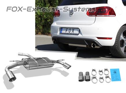 Fox stainless steel duplex sports exhaust VW Golf 6 1.8 TSI 1x90mm round double-walled beveled