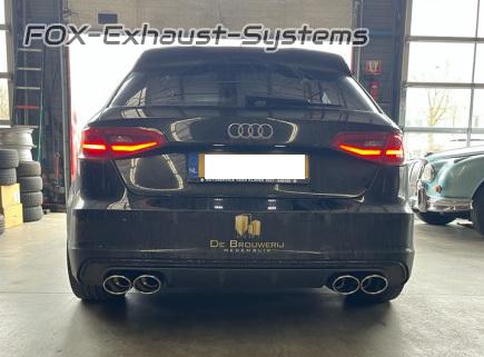 Fox en acier inoxydable duplex sport échappement Audi A3 8v Sportsback 1.4 E-tron pour S3 Heck chaque 2x115x85mm ovale enroulé