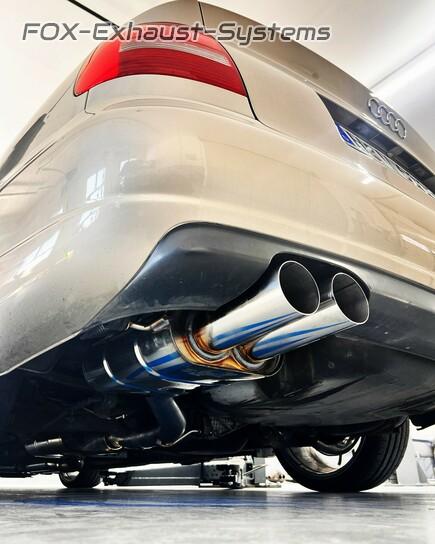  Edelstahl Ø76mm Komplettanlage ab Kat Audi A4 1.8l T quattro B5 2x80mm