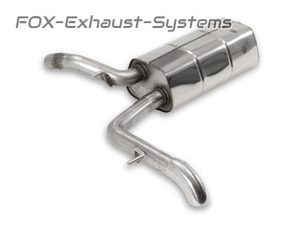FOX Edelstahl Sportauspuff Audi A2 1.4 (42l-Tank) + 1.6 FSI 63mm rund Dieseloptik nach unten gebogen