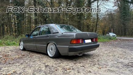  Sportauspuff-Komplettanlage ab Kat Mercedes 190 Typ W201 2x76mm dünnw schräg