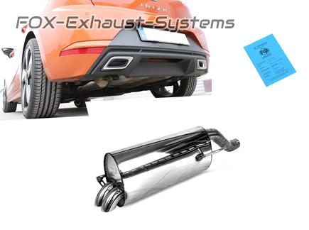 FOX Edelstahl Sportauspuff Seat Ibiza 6F 1.0l TSI 2x Dieseloptik nach unten gebogen