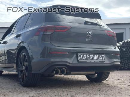FOX Edelstahl Sportauspuff VW Golf 8 GTD 2x90mm rund doppelwandig abgeschrägt