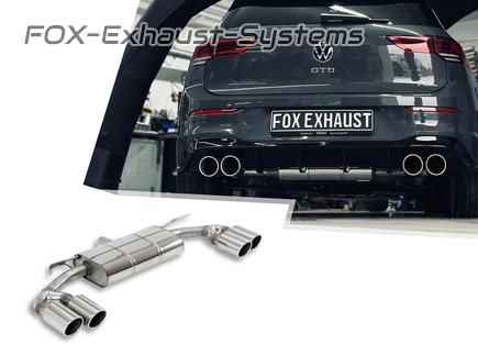 FOX Edelstahl Duplex Sportauspuff VW Golf 8 GTD je 2x100mm rund eingerollt abgeschrägt