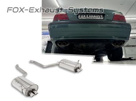 Fox Edelstahl Duplex Sportauspuff BMW 7er E38 730i 735i 740i mit Endrohraussparung je 2x63mm Dieseloptik nach unten gebogen