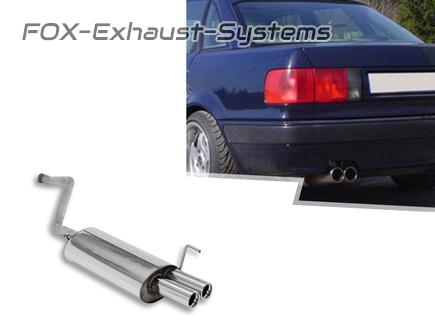 Fox stainless steel sports exhaust Audi 80 B4 Sedan/Avant 1.6-2.0l 2x76mm round rolled straight with absorber