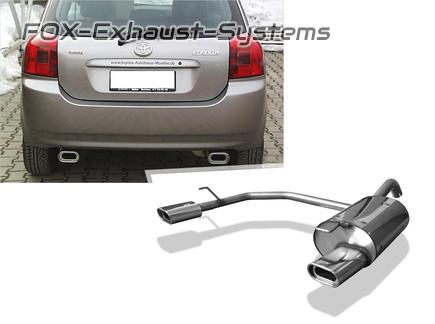 Fox stainless steel duplex sports exhaust Toyota Corolla E12 hatchback 135x80mm flat oval rolled beveled with absorber