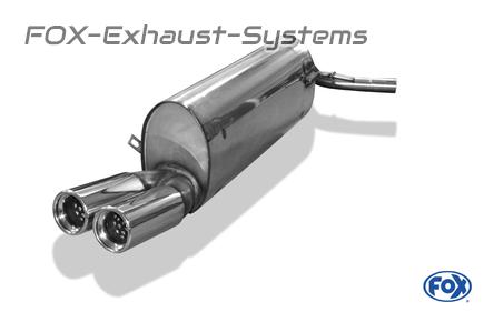 Fox stainless steel sports exhaust Skoda Fabia 6Y hatchback year 99-07 2x76mm round rolled straight with absorber
