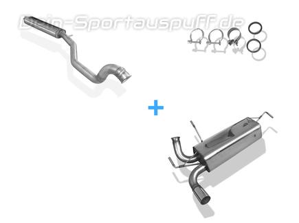 Fox Edelstahl Sportauspuff-Komplettanlage ab Kat Peugeot 206 RC 1x76mm rund scharf gerade