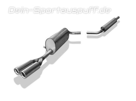Fox Edelstahl Sportauspuff-Komplettanlage ab Kat Skoda Fabia 6Y Combi Bj.99-07 2x76mm rund eingerollt gerade mit Absorber