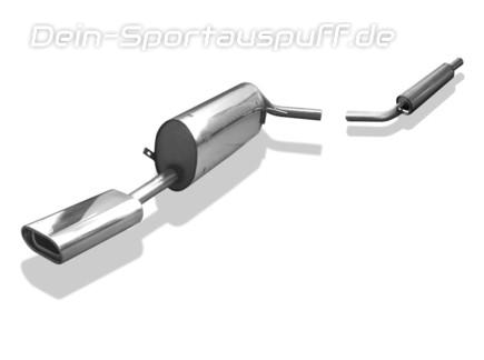 Fox Edelstahl Sportauspuff-Komplettanlage ab Kat Skoda Fabia 6Y Combi Bj.99-07 135x80mm flachoval eingerollt abgeschrägt mit Absorber