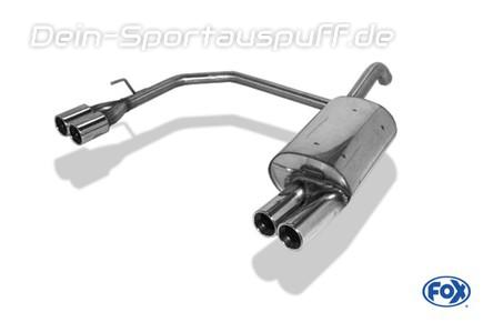Fox Edelstahl Duplex Sportauspuff inkl. Verbindungsrohr Toyota Corolla E12 Schrägheck 2x80mm rund eingerollt gerade mit Absorber
