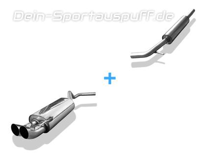 Fox Edelstahl Sportauspuff-Komplettanlage ab Kat VW Polo 6N 2x76mm DTM rund scharf gerade