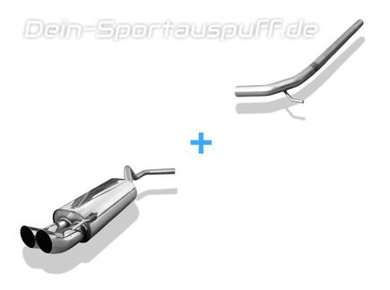 Fox Edelstahl Racing-Komplettanlage ab Kat. VW Polo 6N 2x76mm DTM rund scharf gerade