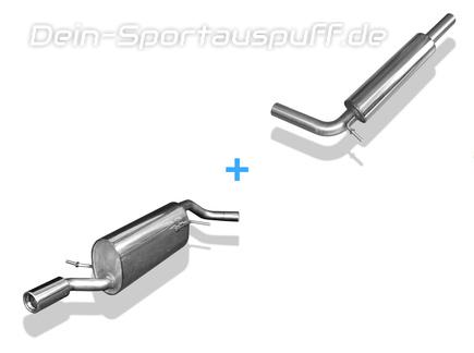 Fox Edelstahl Sportauspuff-Komplettanlage ab Kat VW Polo 5 Typ 6R 6C 1x90mm rund eingerollt gerade mit Absorber