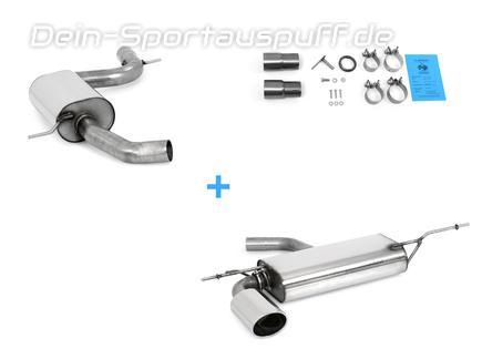 Fox Edelstahl Sportauspuff-Komplettanlage ab Kat VW Golf 5 TSI 129x106mm oval eingerollt abgeschrägt