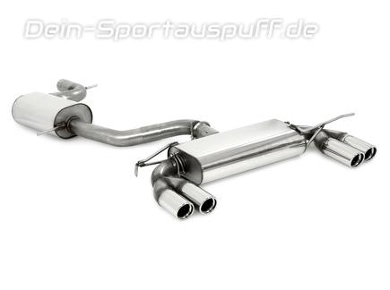 Fox Edelstahl Duplex Sportauspuff-Komplettanlage ab Kat VW Scirocco 3 2.0l TFSI TDI 2x76mm rund eingerollt abgeschrägt mit Absorber - Ø70mm-System