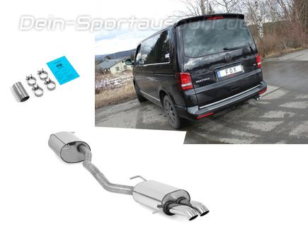 Fox Edelstahl Sportauspuff-Komplettanlage ab Kat VW T5 Bus 2x63mm Dieseloptik scharf 45° nach unten gebogen