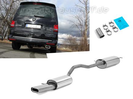 Fox Edelstahl Sportauspuff-Komplettanlage ab Kat VW T5 Bus 160x80mm flachoval eingerollt abgeschrägt mit Absorber