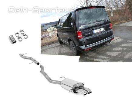 Fox Edelstahl Racing-Komplettanlage ab Kat. VW T5 Bus 2x63mm Dieseloptik scharf 45° nach unten gebogen