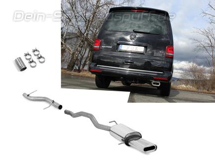 Fox Edelstahl Racing-Komplettanlage ab Kat. VW T5 Bus 160x80mm flachoval eingerollt abgeschrägt mit Absorber