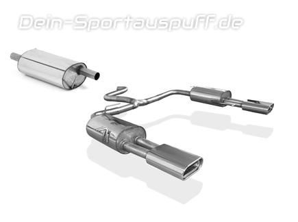 Fox Edelstahl Duplex Sportauspuff-Komplettanlage ab Kat VW T5 Bus 160x80mm flachoval eingerollt abgeschrägt mit Absorber