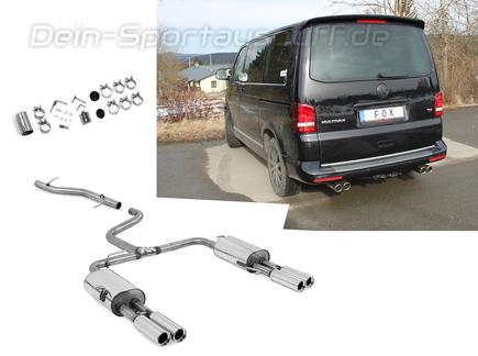 Fox Edelstahl Duplex Racing-Komplettanlage ab Kat. VW T5 Bus 2x80mm rund eingerollt gerade mit Absorber