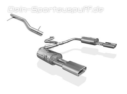 Fox Edelstahl Duplex Racing-Komplettanlage ab Kat. VW T5 Bus 160x80mm flachoval eingerollt abgeschrägt mit Absorber