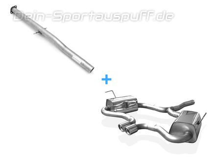 Fox Edelstahl Racing-Komplettanlage ab Kat Ausgang mittig Mini Cooper S R53 2002-2006 2x76mm rund eingerollt abgeschrägt mit Absorber