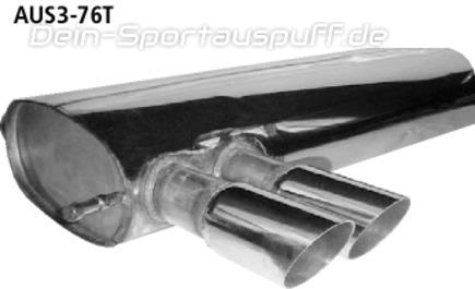 Bastuck Edelstahl Sportauspuff Audi S3 8L 2x76mm rund scharf abgeschrägt ohne Absorber